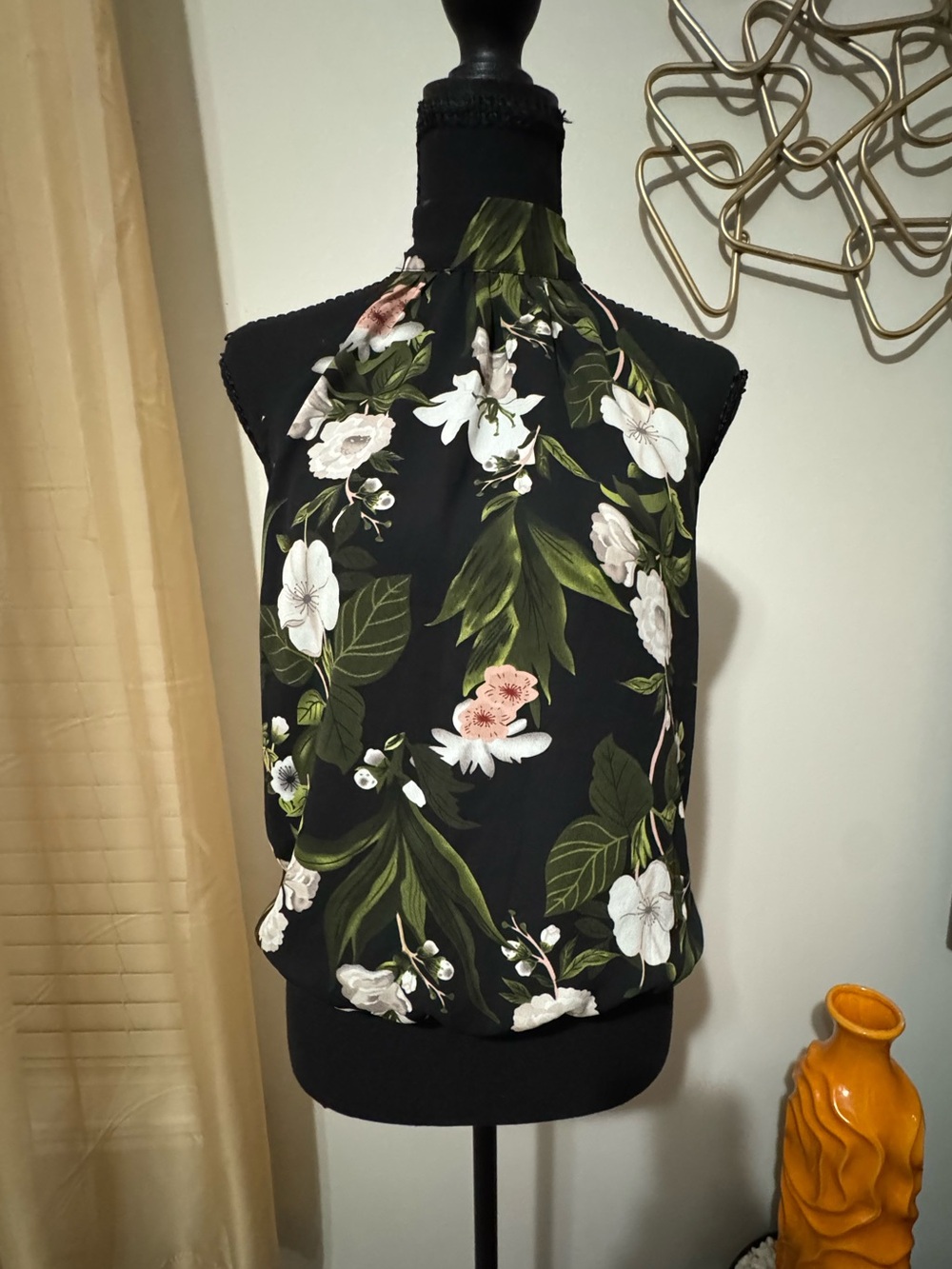 Rachel Zoe Black Floral Halter Camisole